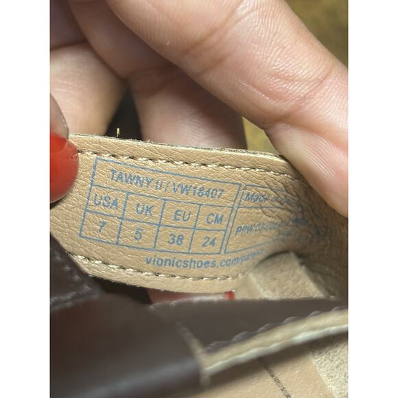 Vionic Shoes Womens Size 7 Brown Tawny Wedge Sandals Platform Strappy Comfort - Picture 9 of 9